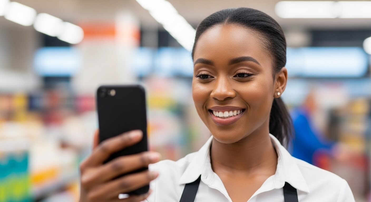 Woman using Jamborow financial services